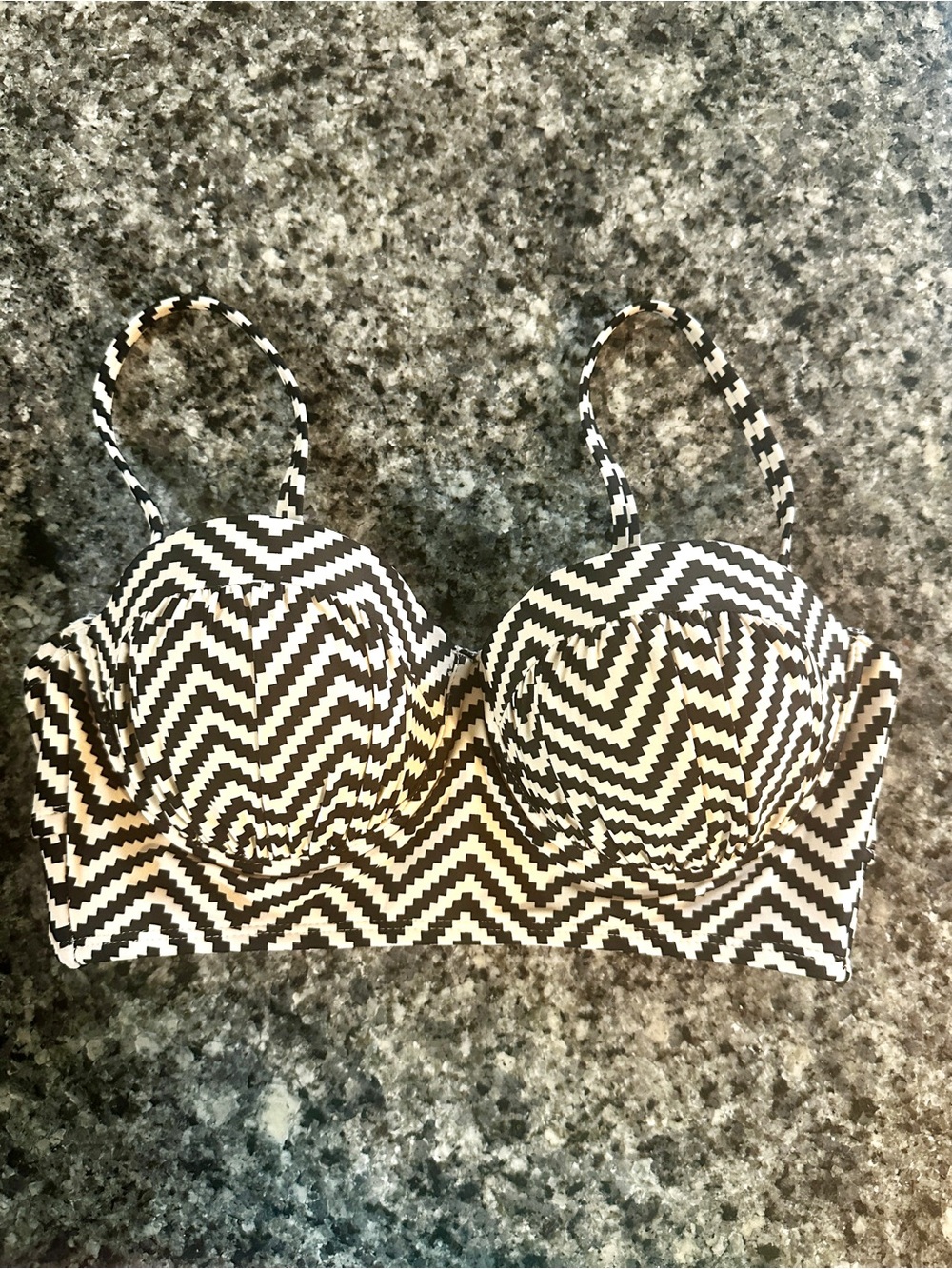 Xhilaration Push-up Black and White Chevron Bikini Top